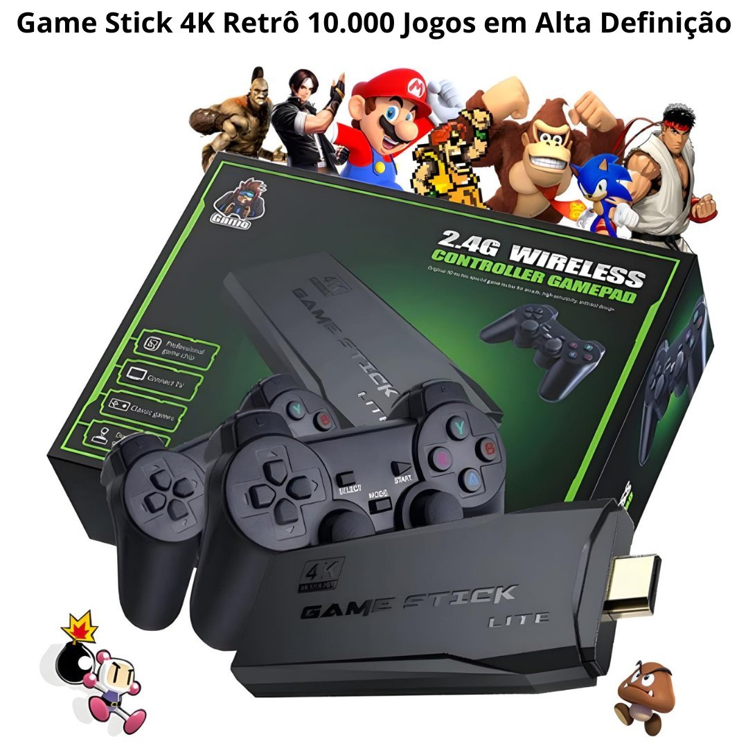 Game Stick 4K Retrô — +10.000 Jogos