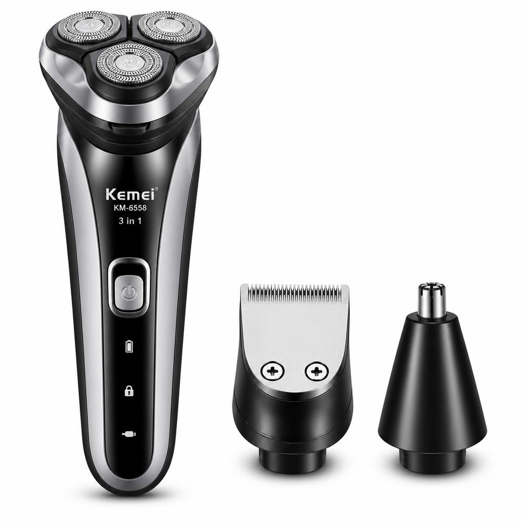 Aparador Kemei 3 em 1 Recarregável Bivolt